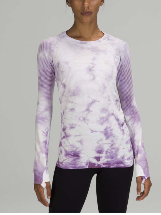 lululemon athletica Tops - Lululemon Swiftly Tech Long Sleeve Shirt 2.0 Shibori Stripe Wisteria Purple 10